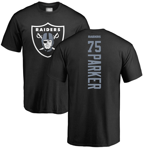 Men Oakland Raiders Black Brandon Parker Backer NFL Football #75 T Shirt->oakland raiders->NFL Jersey